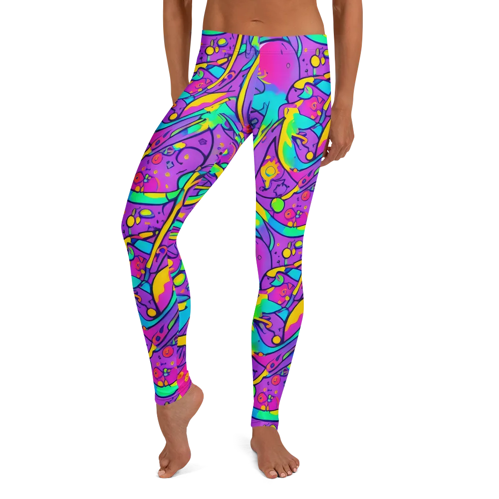 Neon Galaxy Whirl on Leggings — Front