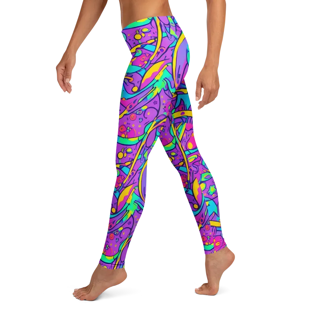 Neon Galaxy Whirl on Leggings — Left