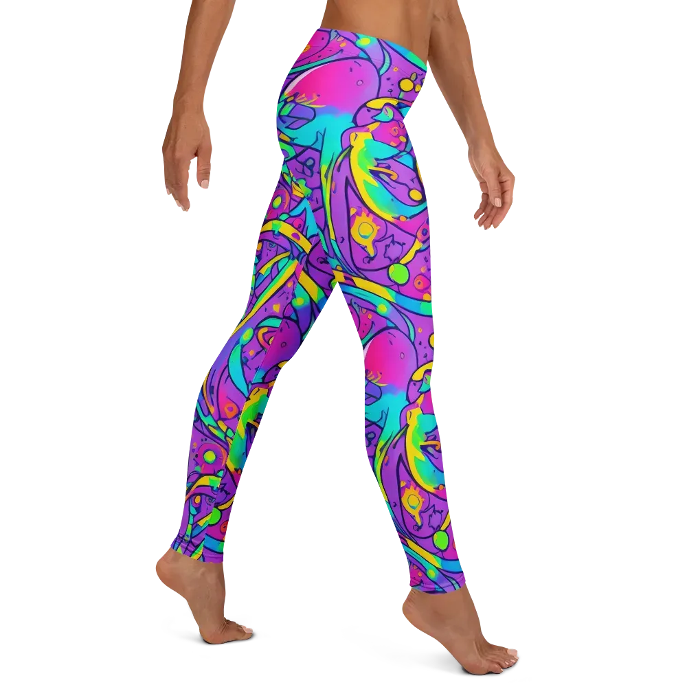 Neon Galaxy Whirl on Leggings — Right