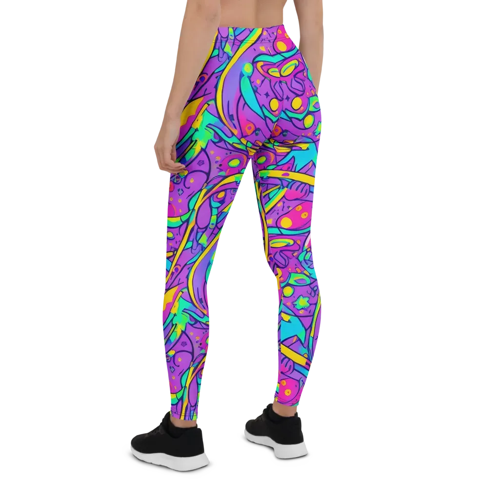 Neon Galaxy Whirl on Leggings — Back