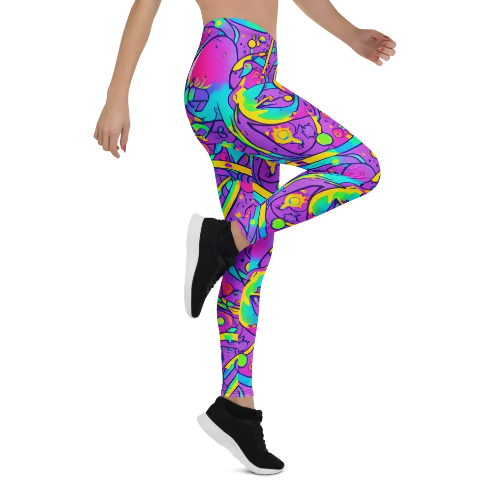 Neon Galaxy Whirl on Leggings — Right