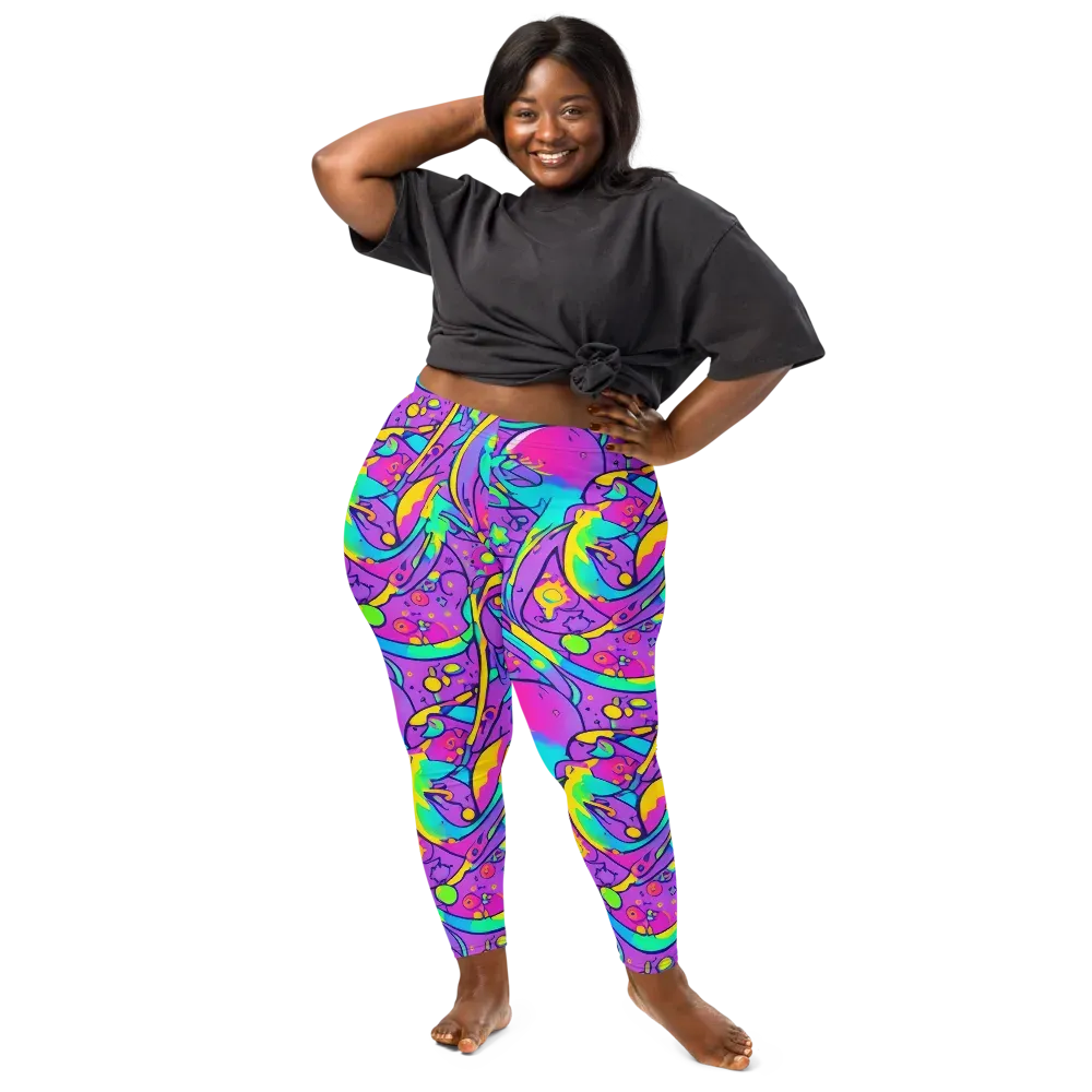 Neon Galaxy Whirl on Leggings — Front