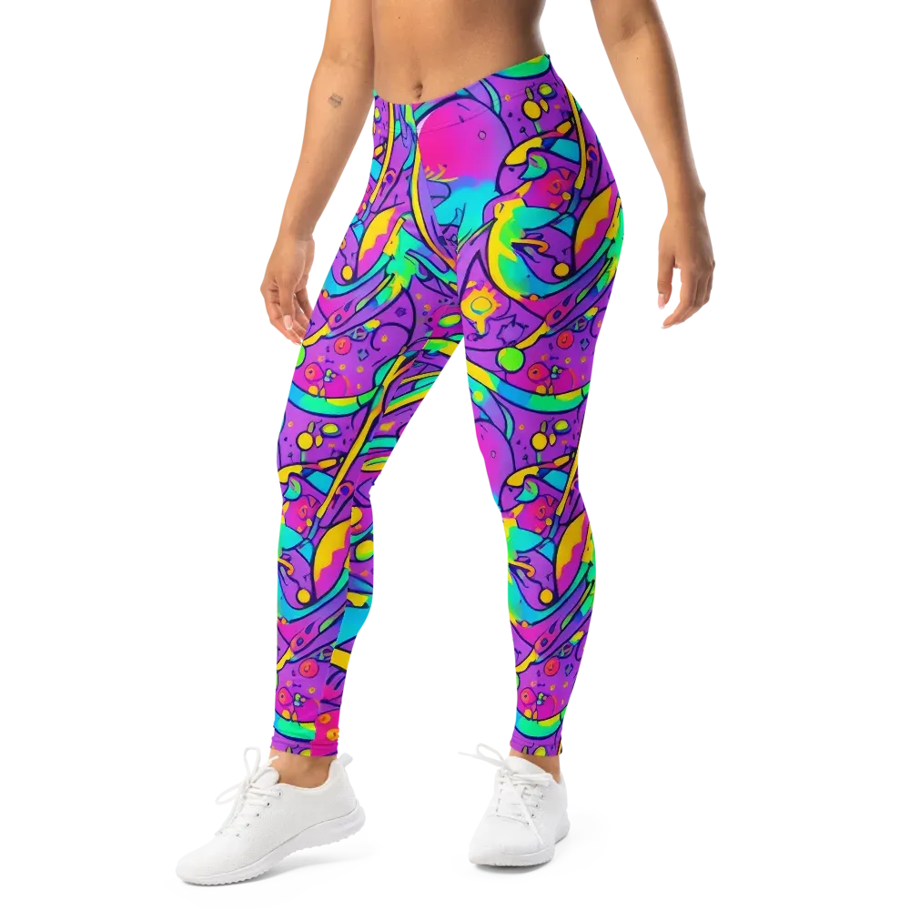 Neon Galaxy Whirl on Leggings — Left Front