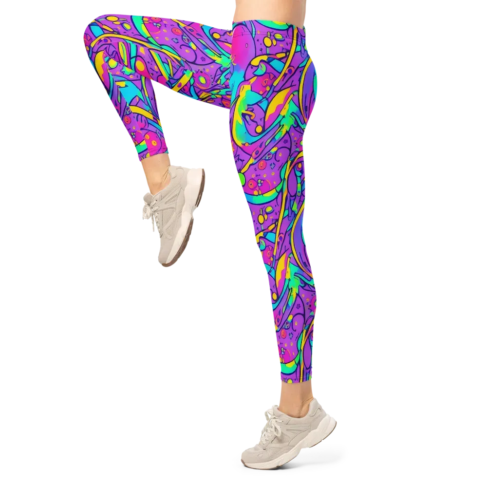 Neon Galaxy Whirl on Leggings — Left