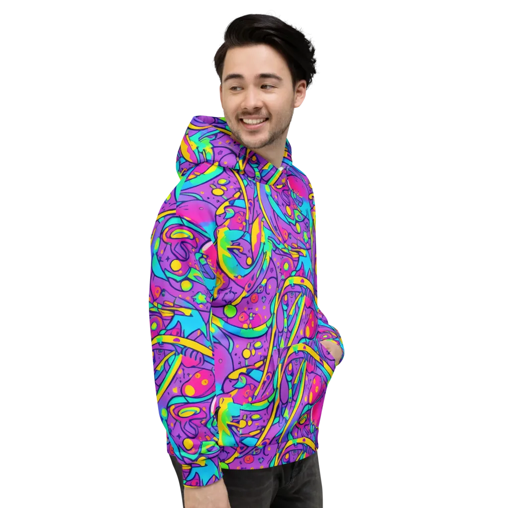 Neon Galaxy Whirl on Hoodie — Right