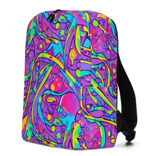 Neon Galaxy Whirl on a Minimalist Backpack