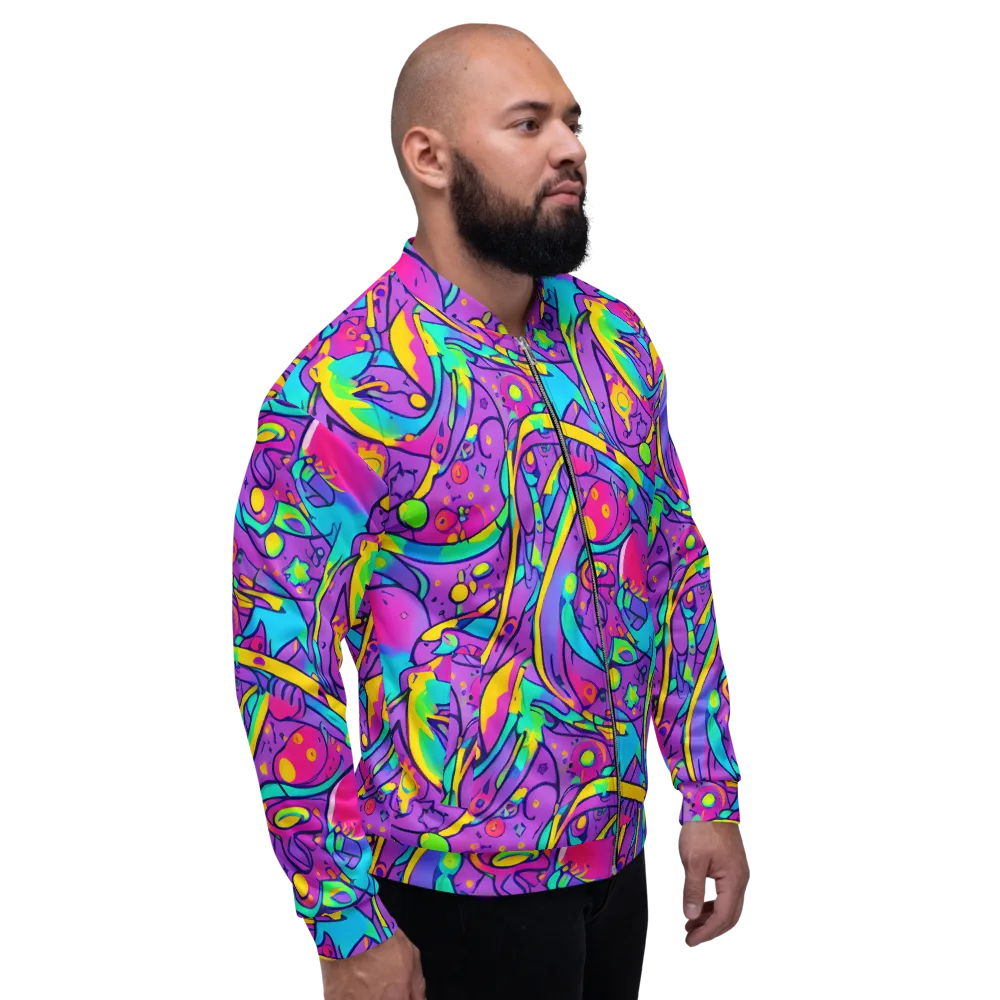 Neon Galaxy Whirl on Bomber Jacket — Right