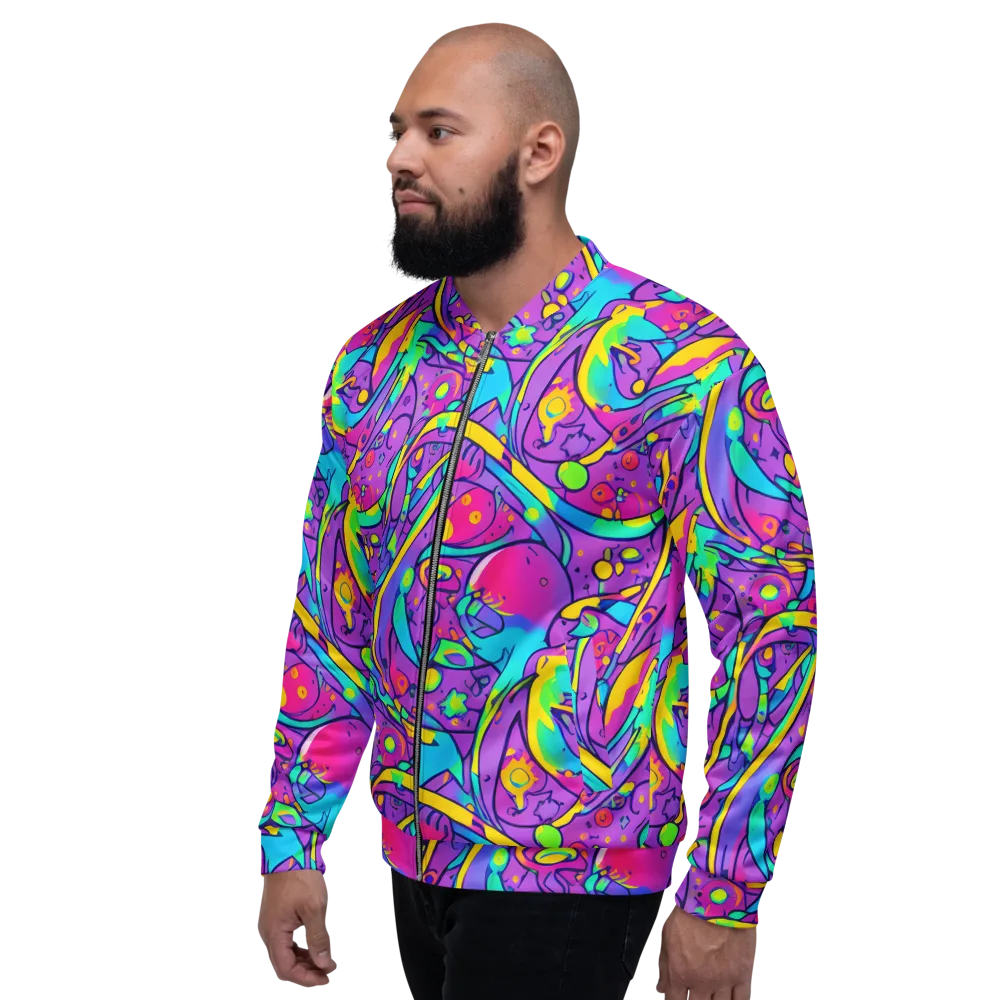 Neon Galaxy Whirl on Bomber Jacket — Left