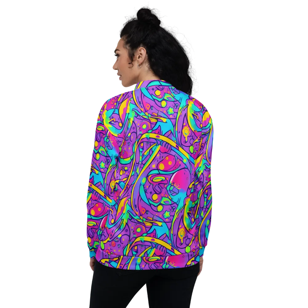 Neon Galaxy Whirl on Bomber Jacket — Back