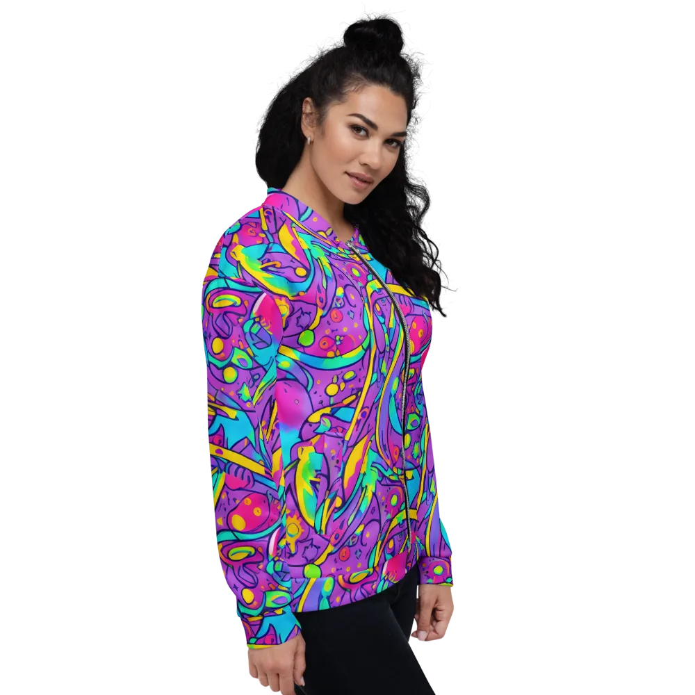 Neon Galaxy Whirl on Bomber Jacket — Right