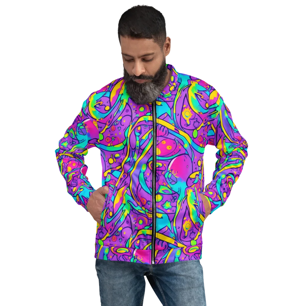 Neon Galaxy Whirl on Bomber Jacket — Front