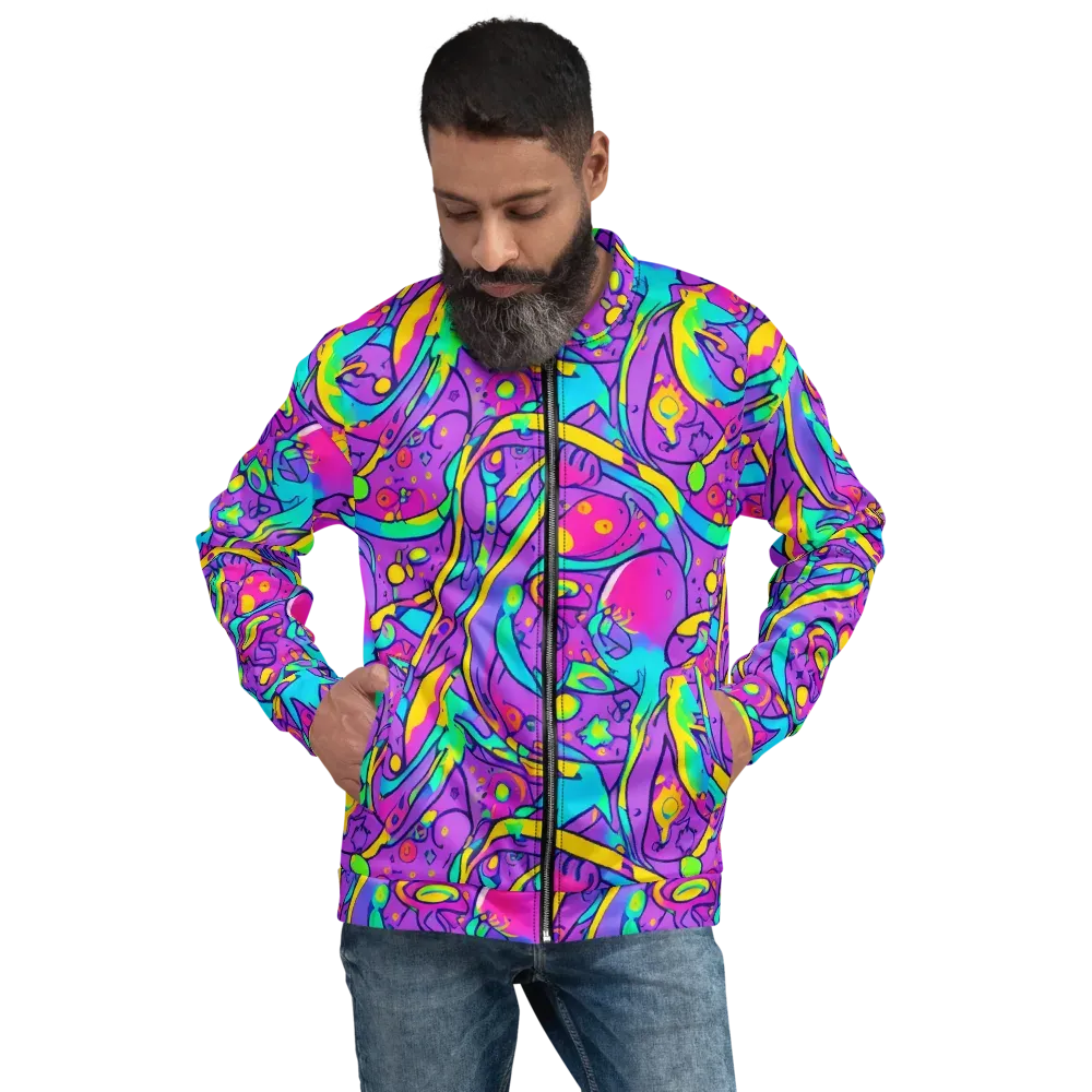 Neon Galaxy Whirl on Bomber Jacket — Front