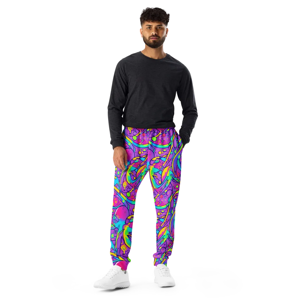 Neon Galaxy Whirl on Men's Joggers — Front