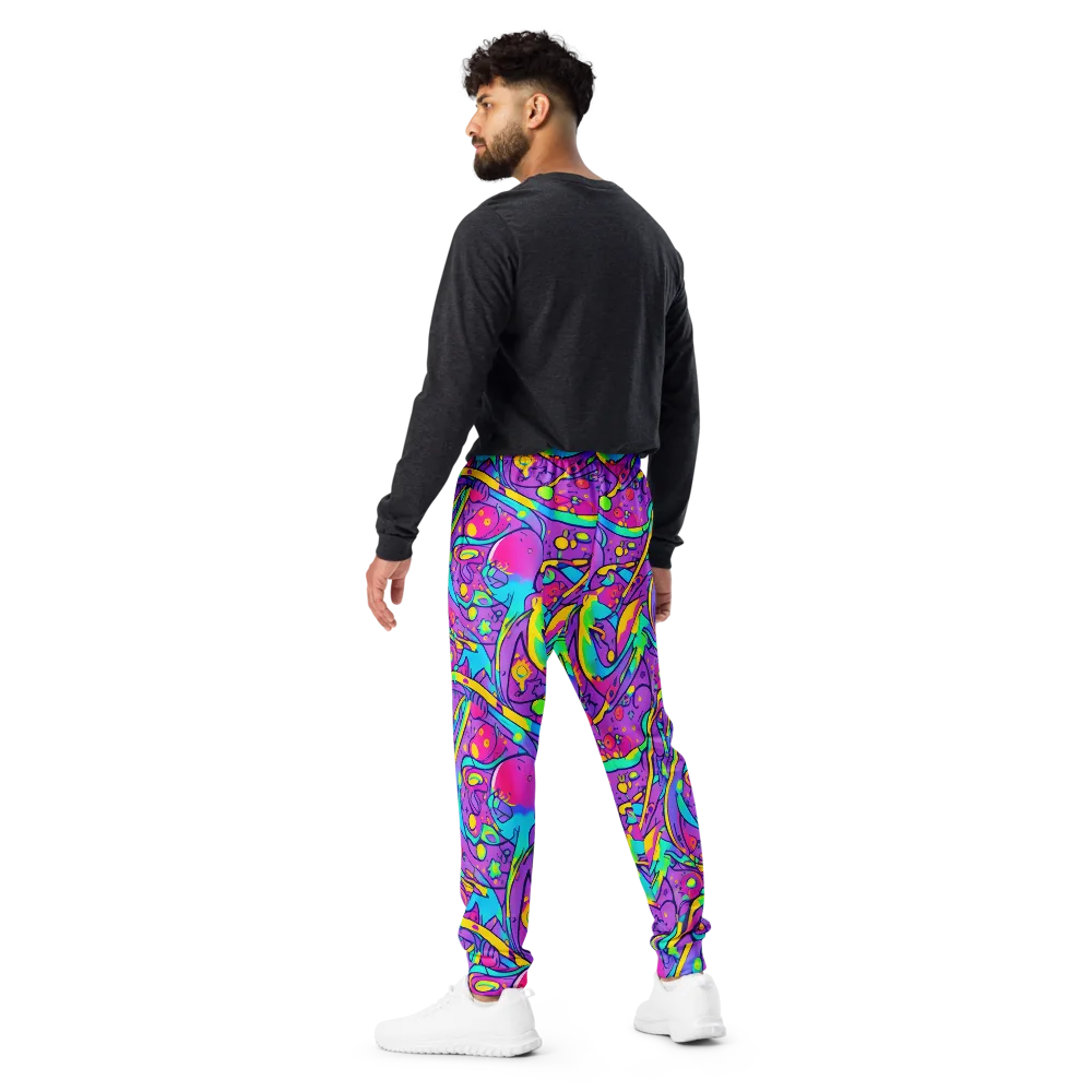 Neon Galaxy Whirl on Men's Joggers — Back