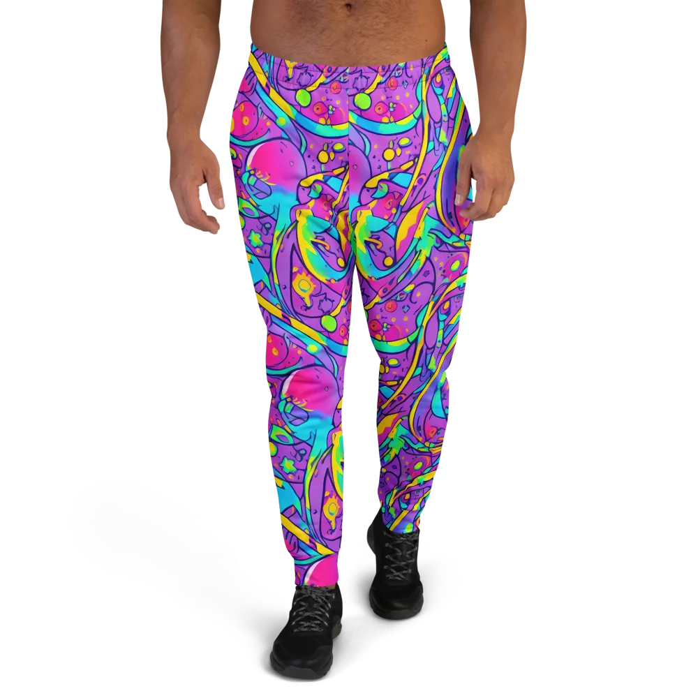 Neon Galaxy Whirl on Men's Joggers — Front