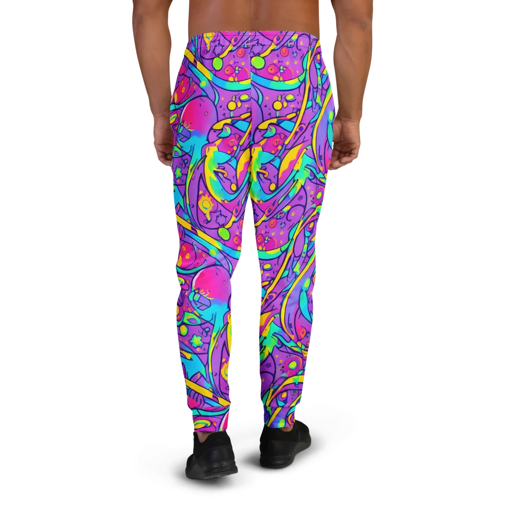 Neon Galaxy Whirl on Men's Joggers — Back