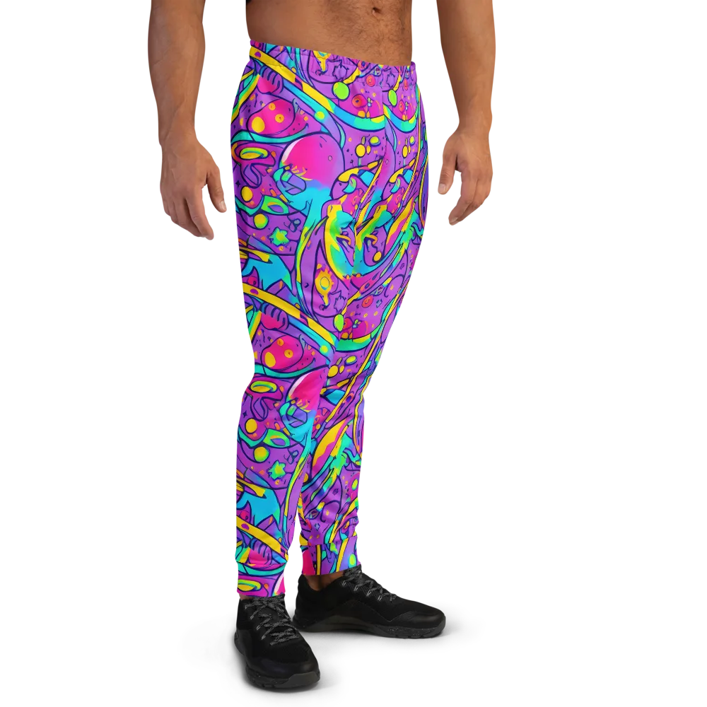 Neon Galaxy Whirl on Men's Joggers — Right