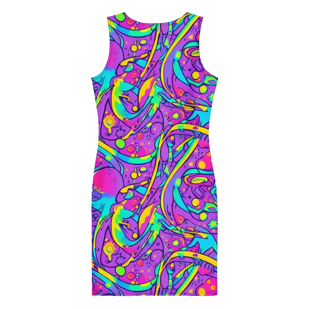 Neon Galaxy Whirl on Bodycon Dress — Back