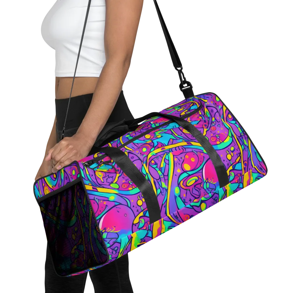 Neon Galaxy Whirl on Duffle Bag — Front