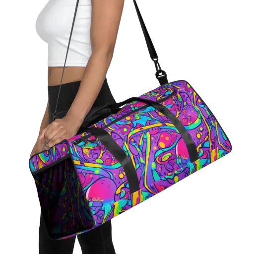Neon Galaxy Whirl on a Duffle Bag