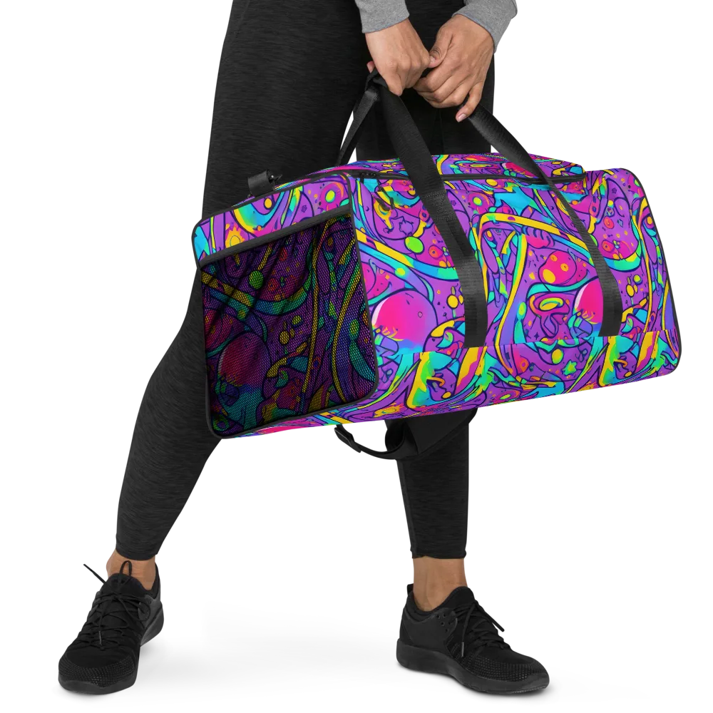 Neon Galaxy Whirl on Duffle Bag — Right Front