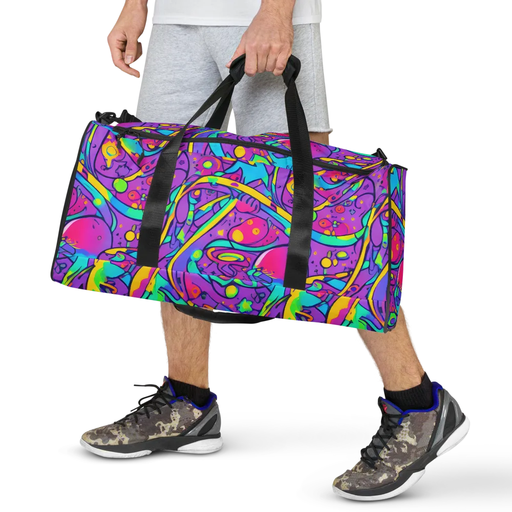 Neon Galaxy Whirl on Duffle Bag — Front
