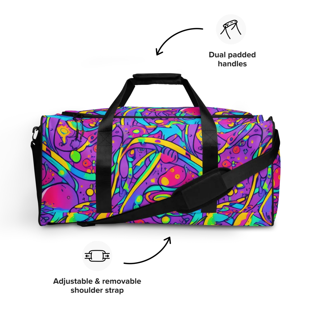 Neon Galaxy Whirl on Duffle Bag — Front