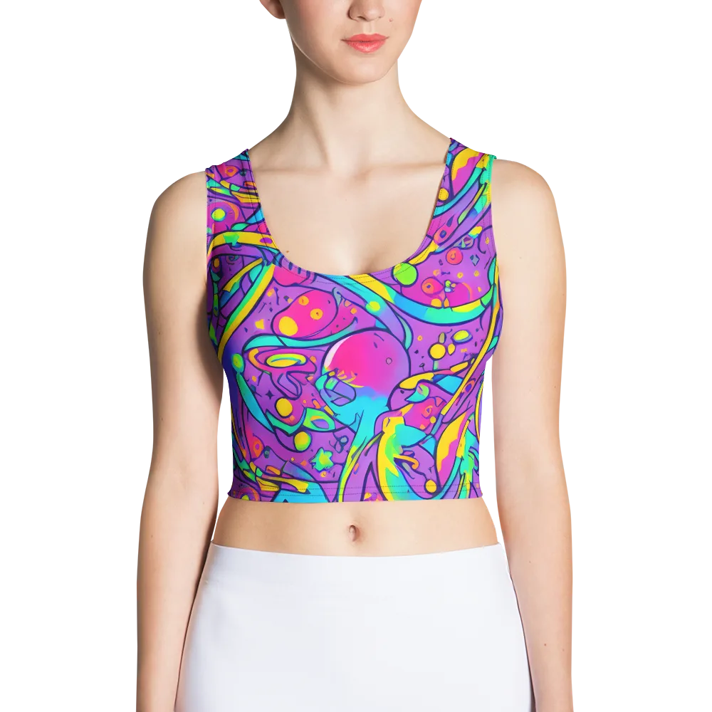 Neon Galaxy Whirl on Crop Top — Front