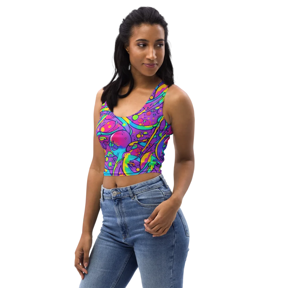 Neon Galaxy Whirl on Crop Top — Left Front