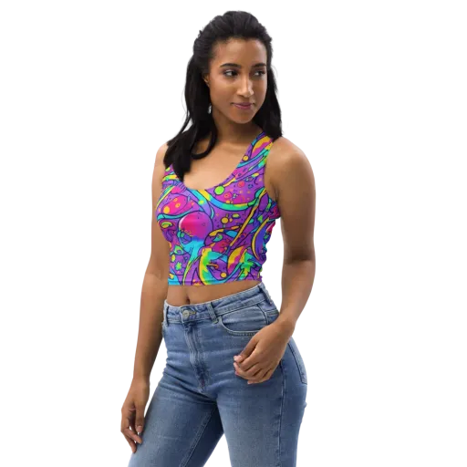 Neon Galaxy Whirl on a Crop Top