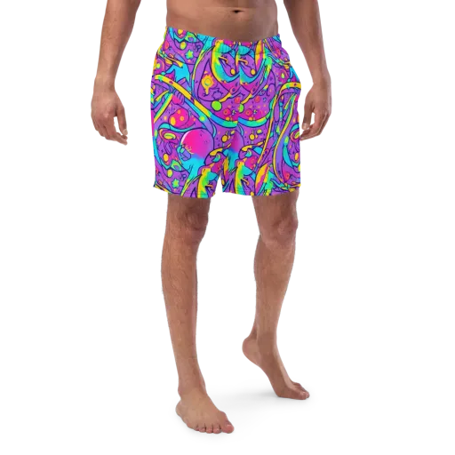 Neon Galaxy Whirl on a Swim Trunks