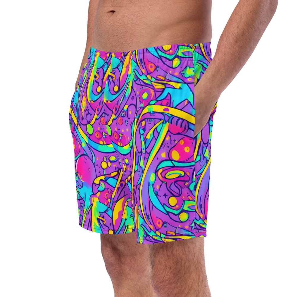 Neon Galaxy Whirl on Swim Trunks — Left Front