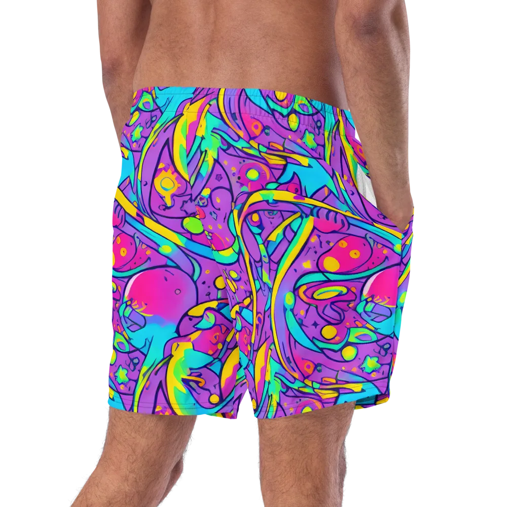 Neon Galaxy Whirl on Swim Trunks — Right Back
