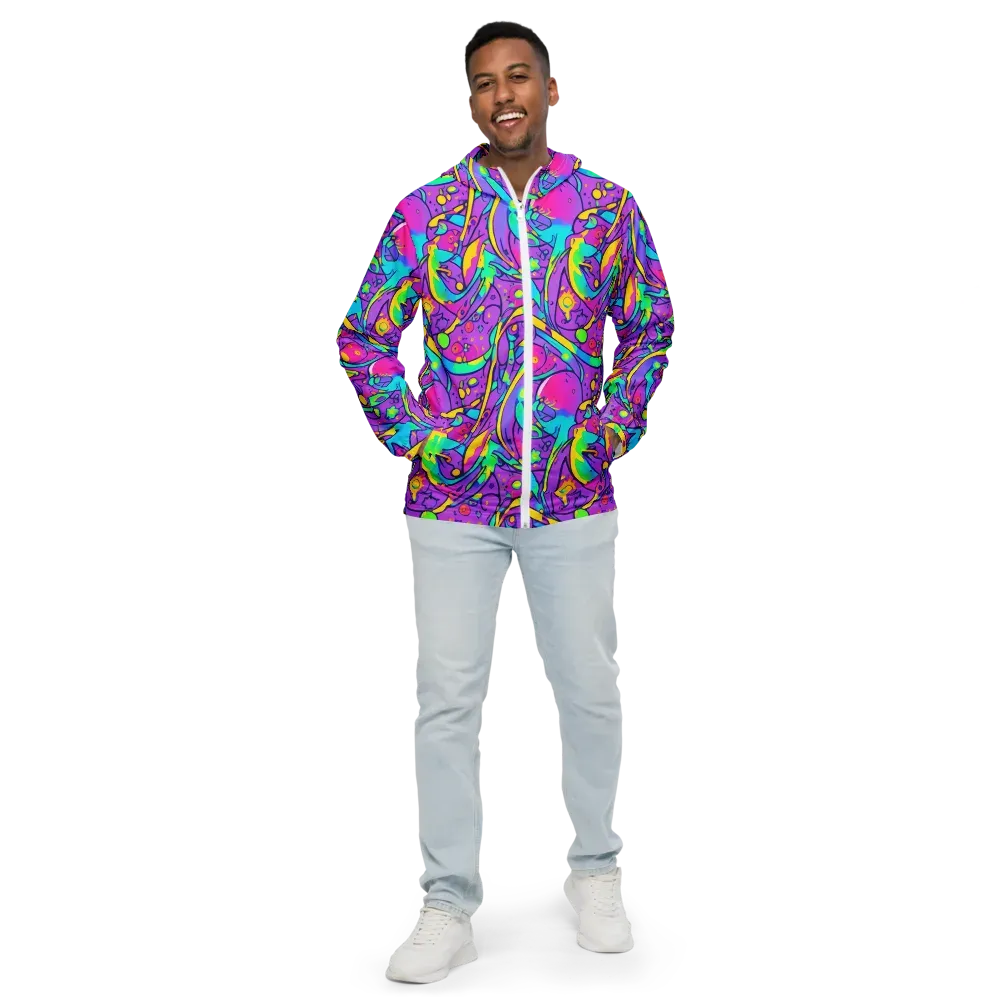 Neon Galaxy Whirl on Men's Windbreaker — Front