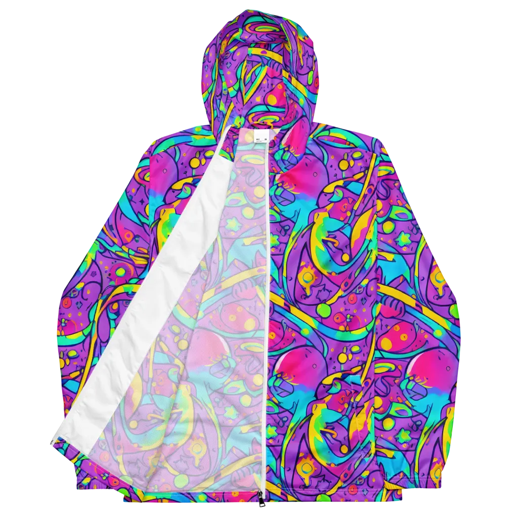 Neon Galaxy Whirl on Men's Windbreaker — Front