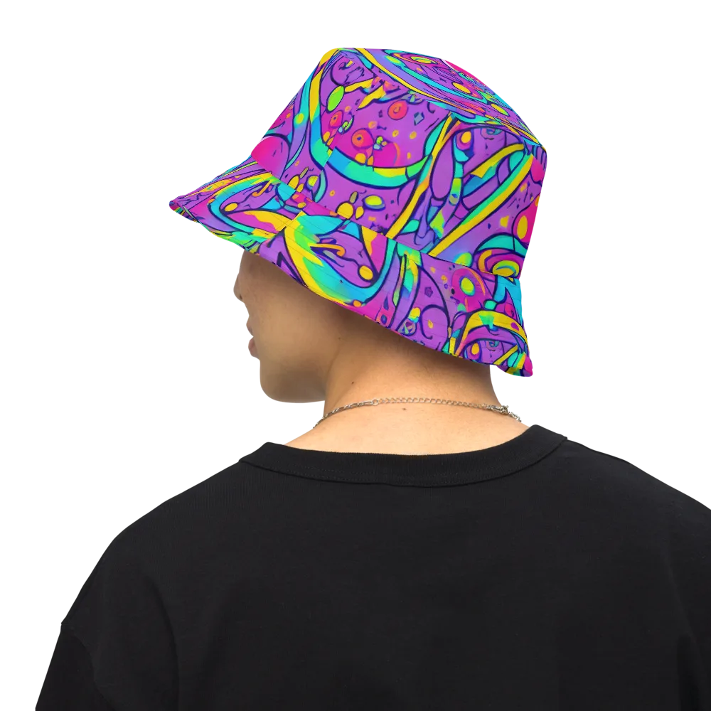 Neon Galaxy Whirl on Reversible Bucket Hat — Back Inside