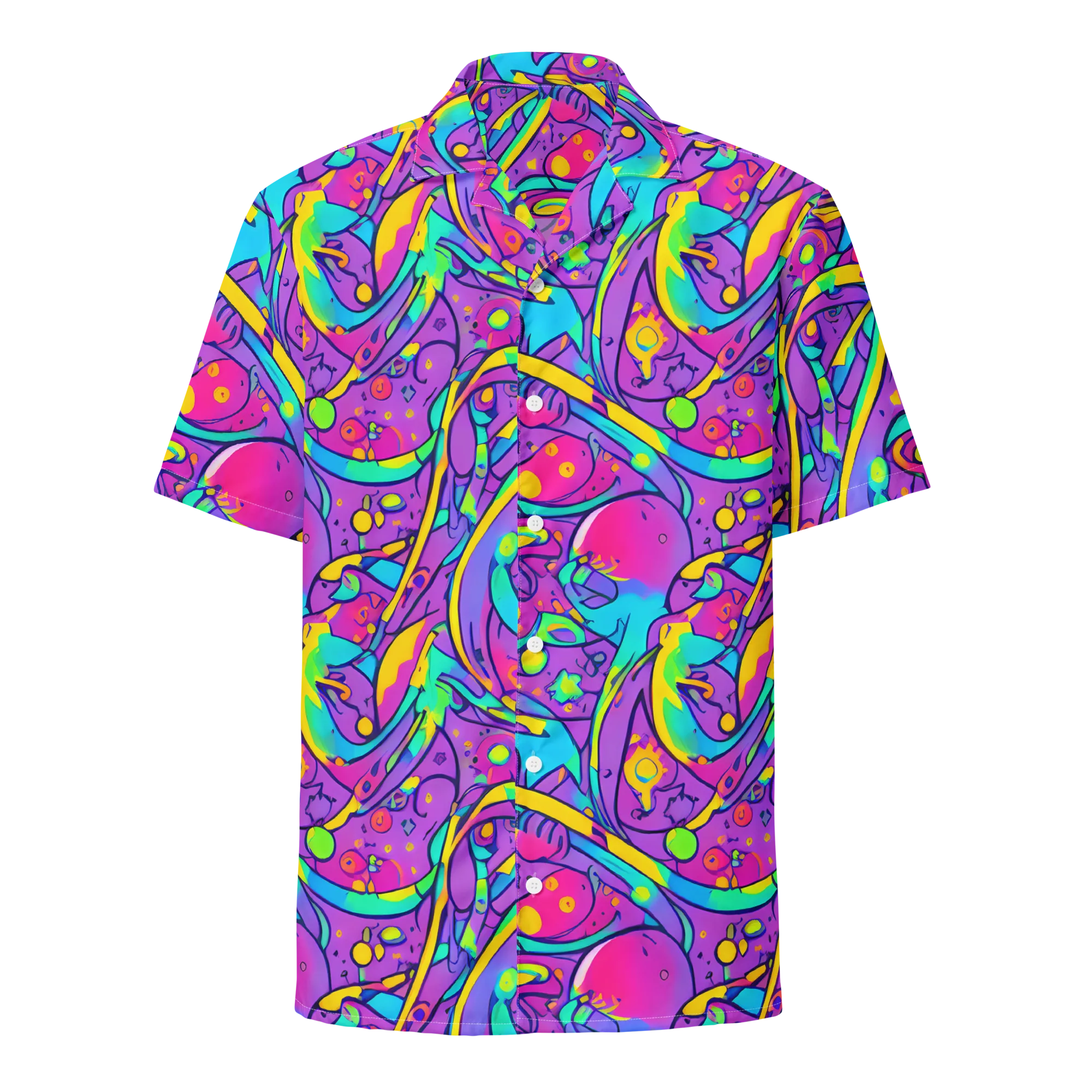 Neon Galaxy Whirl on Button Shirt — Front