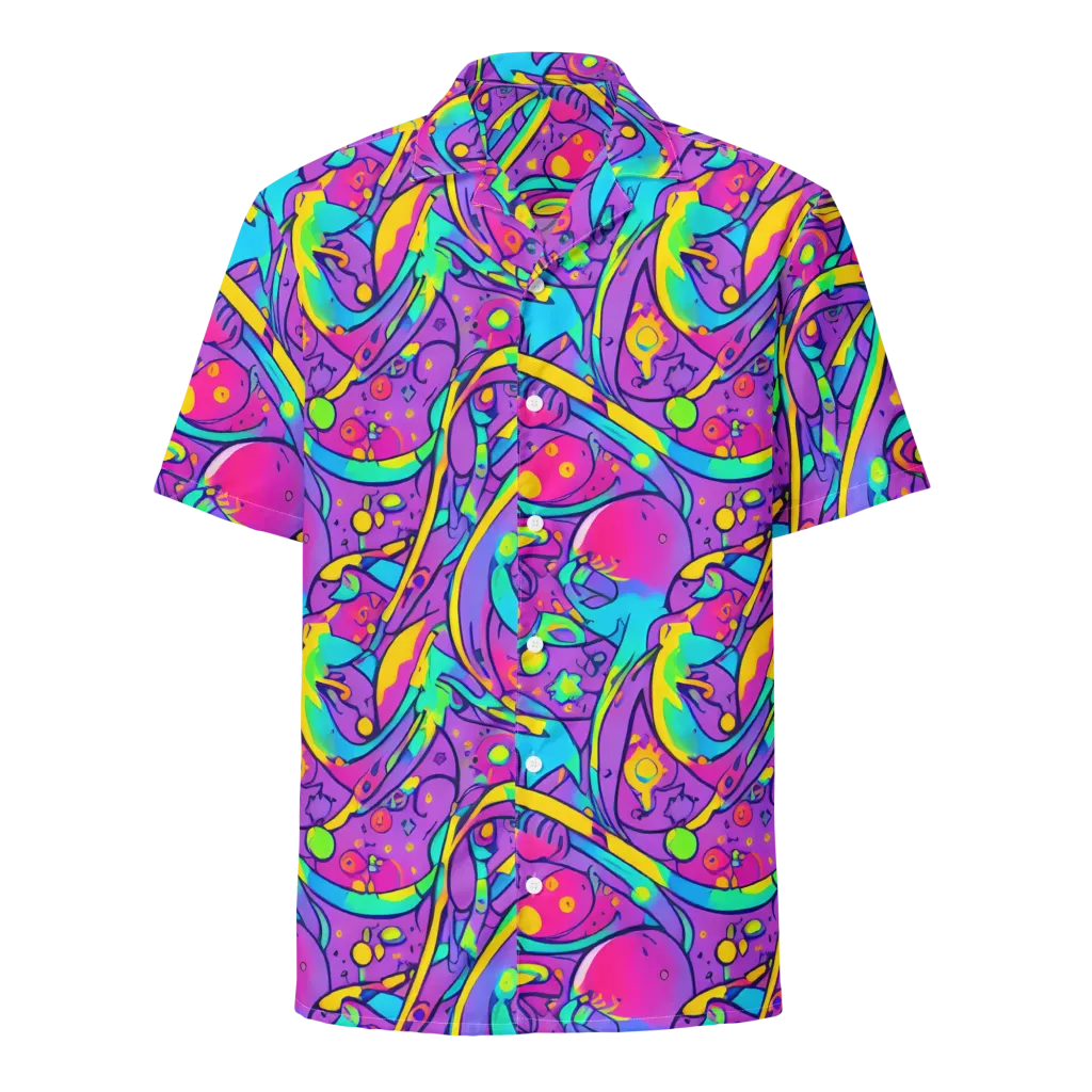 Neon Galaxy Whirl on Button Shirt — Front