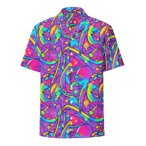 Neon Galaxy Whirl on a Button Shirt