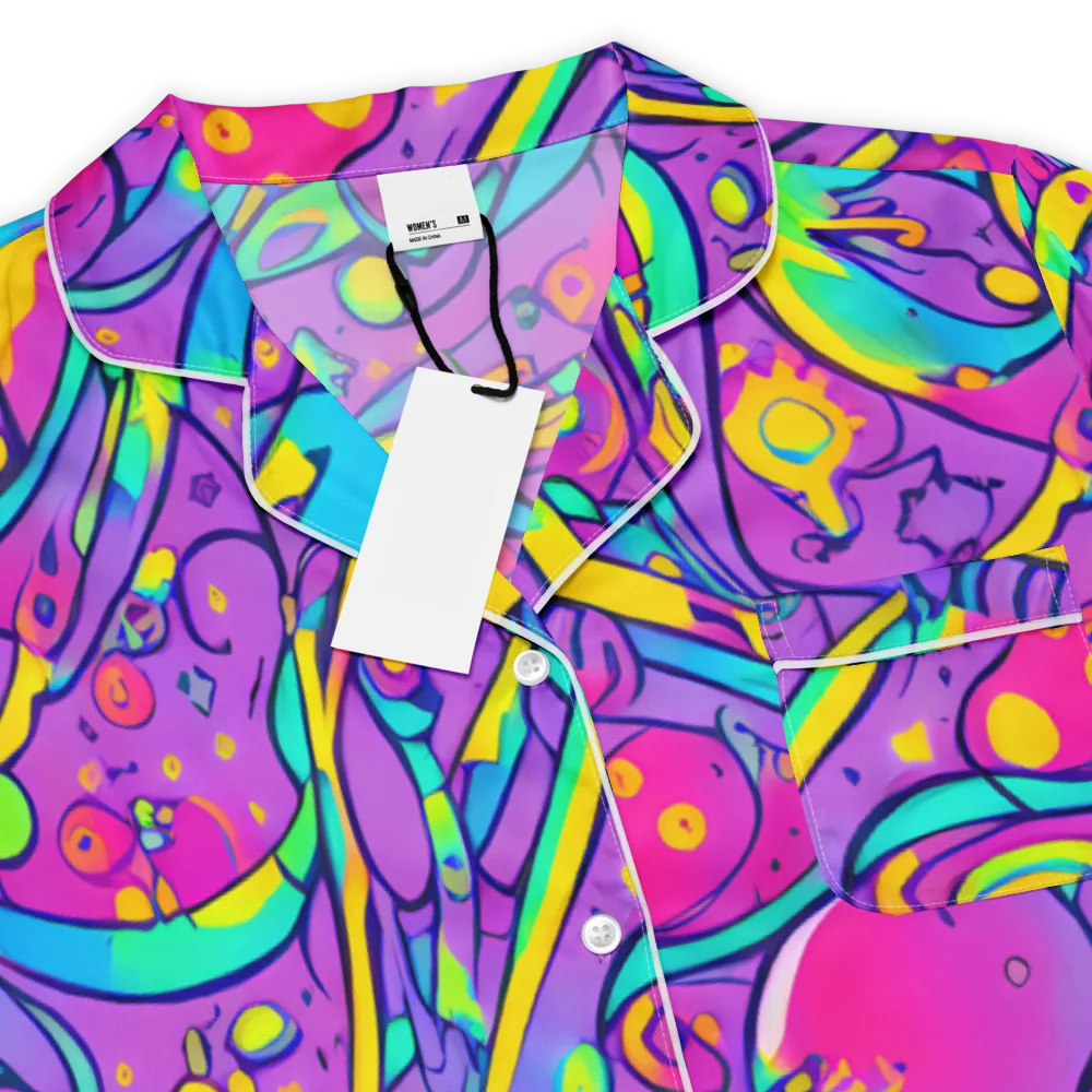 Neon Galaxy Whirl on Women's Short Sleeve Pajama Top — Product details