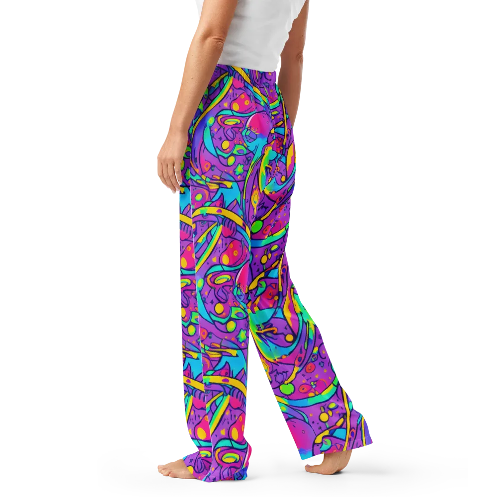 Neon Galaxy Whirl on Women's Pajama Pants — Left