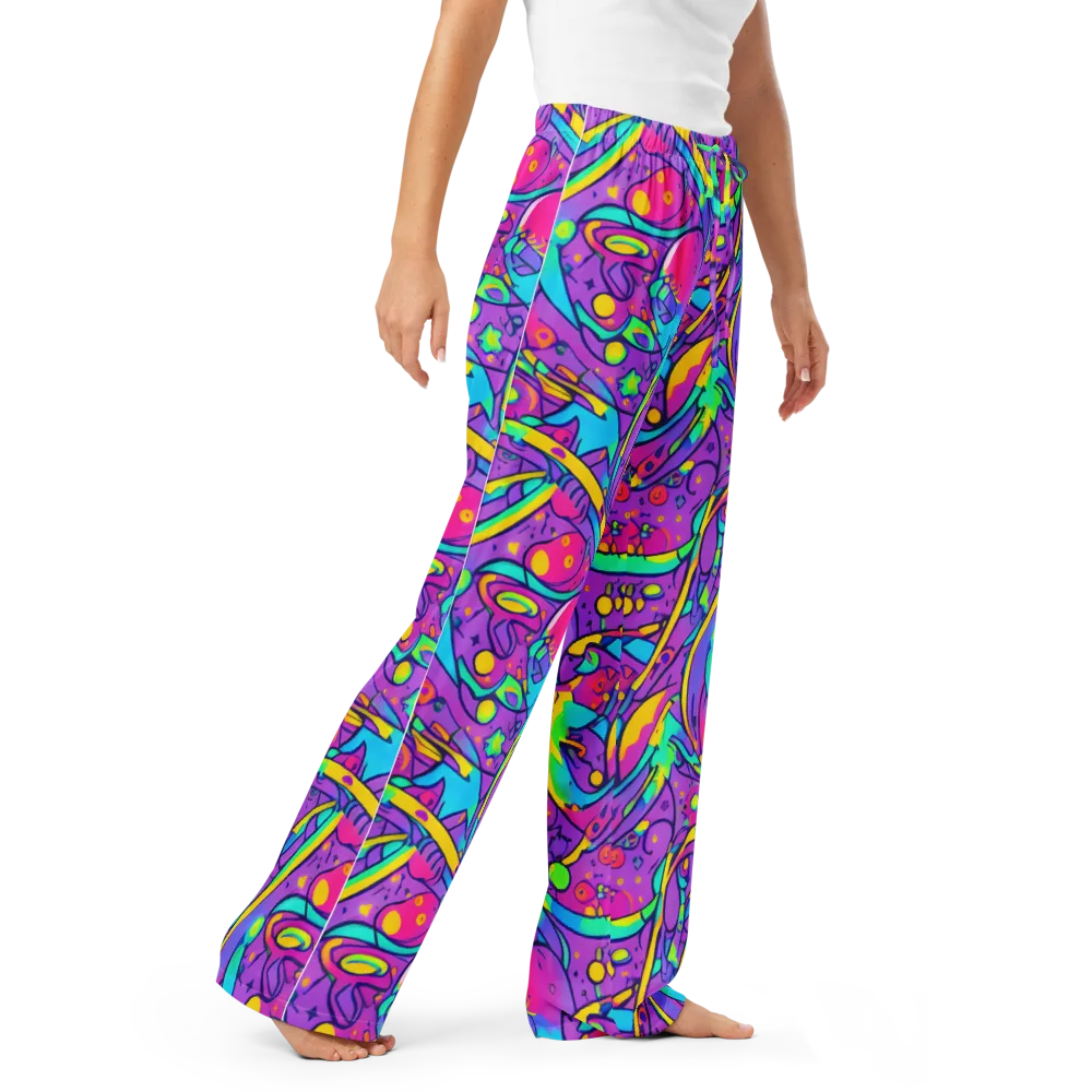 Neon Galaxy Whirl on Women's Pajama Pants — Right Front