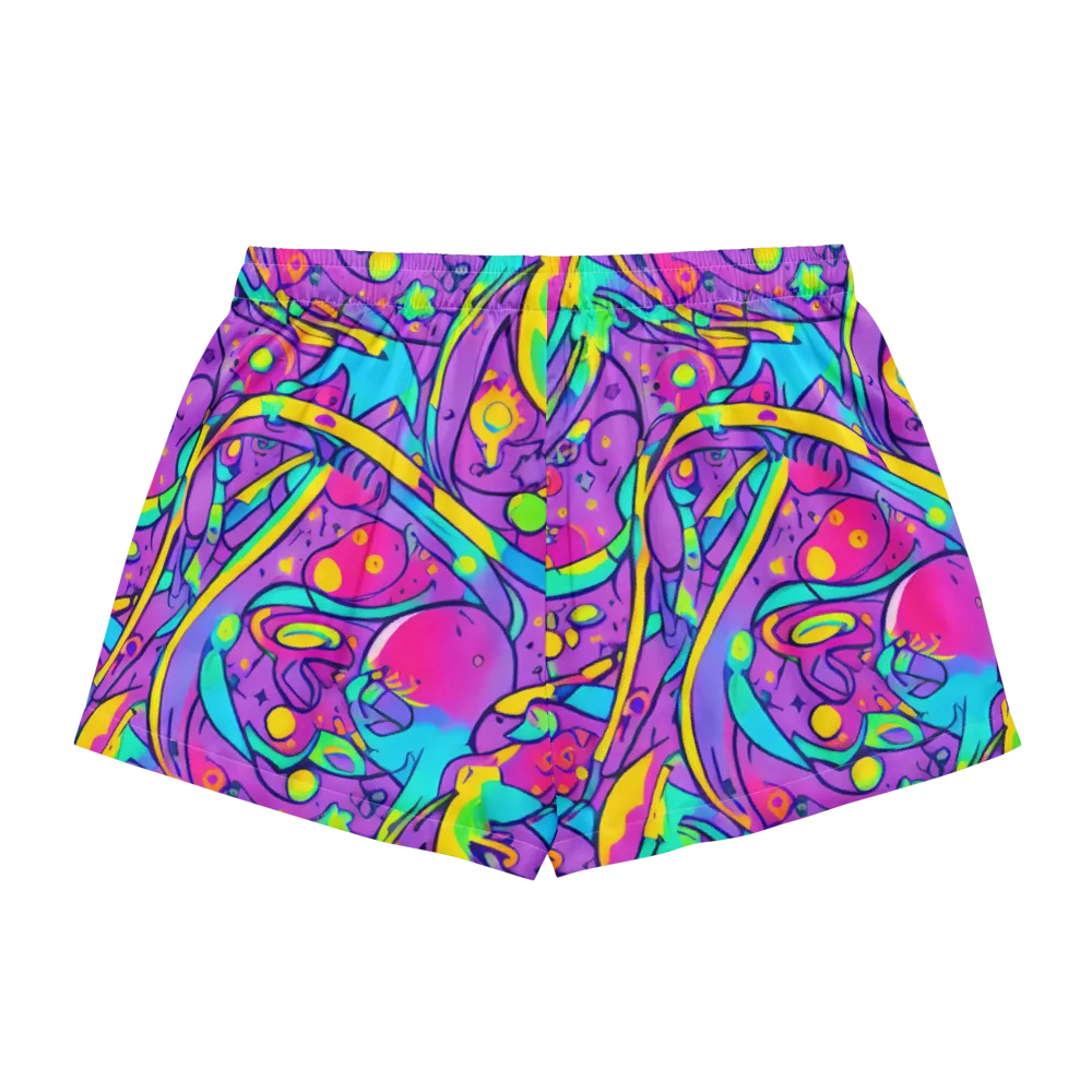 Neon Galaxy Whirl on Women's Pajama Shorts — Back