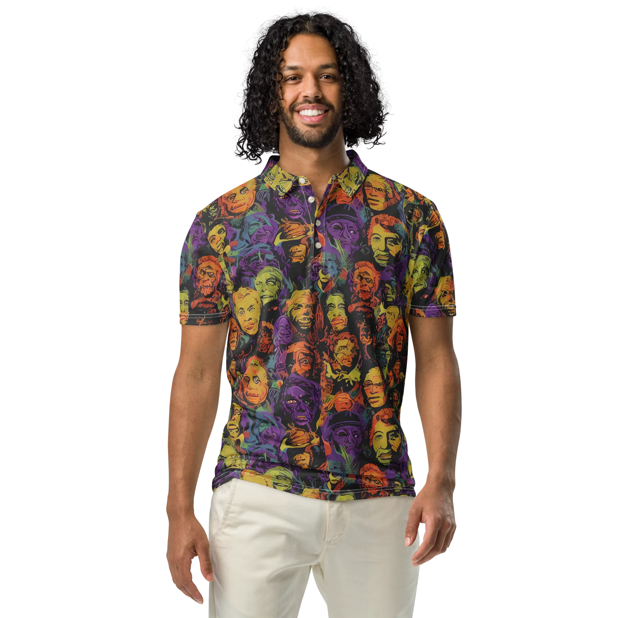 Kaleidoscopic Spirits on Men's Slim Fit Polo Shirt — Front