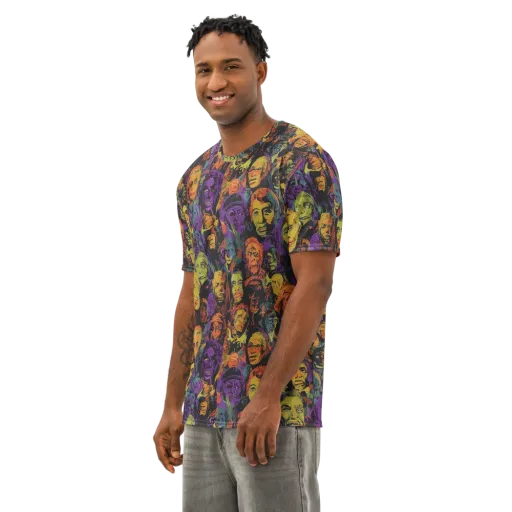 Kaleidoscopic Spirits on a Men's Cotton Crew Neck T-Shirt