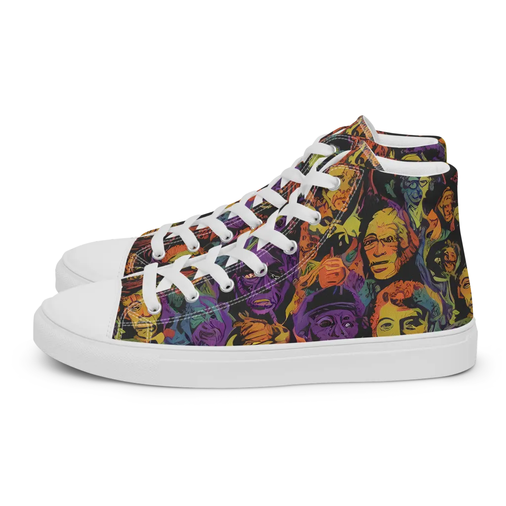 Kaleidoscopic Spirits on Men's High Top Canvas Shoes — Left