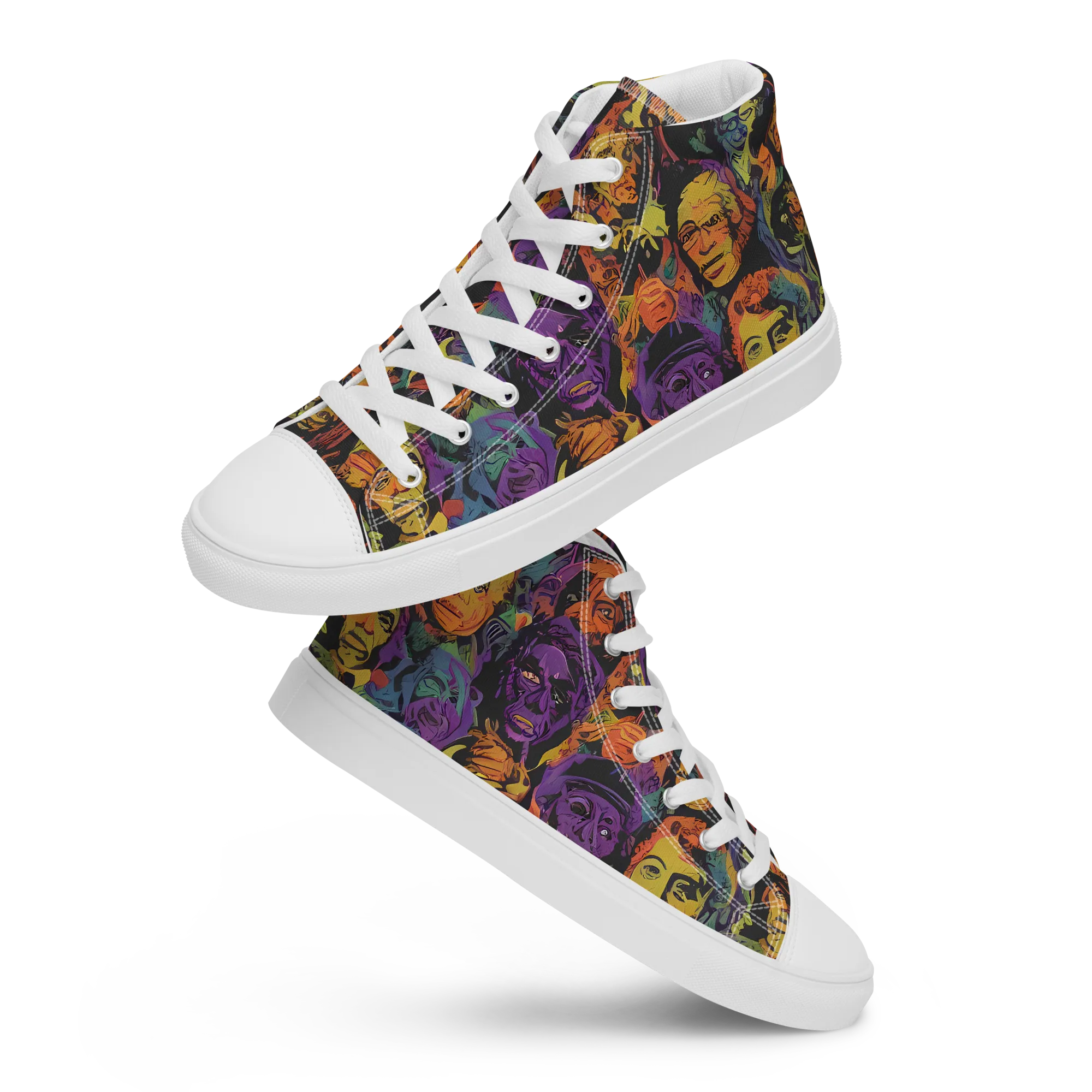 Kaleidoscopic Spirits on Men's High Top Canvas Shoes — Front