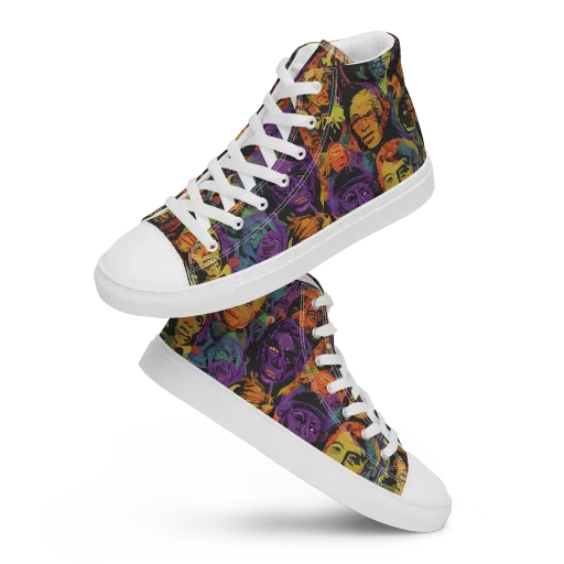 Kaleidoscopic Spirits on a Men's High Top Canvas Shoes