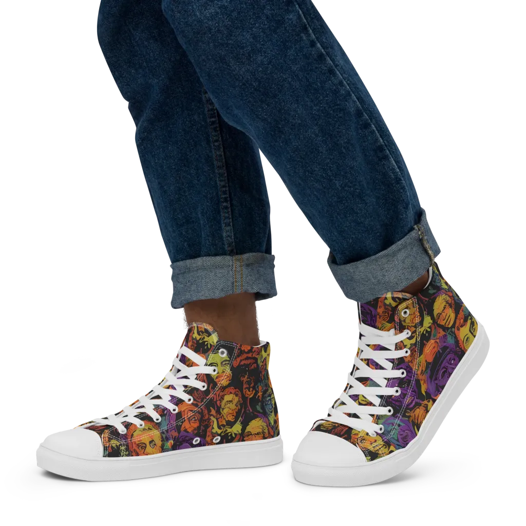 Kaleidoscopic Spirits on Men's High Top Canvas Shoes — Left