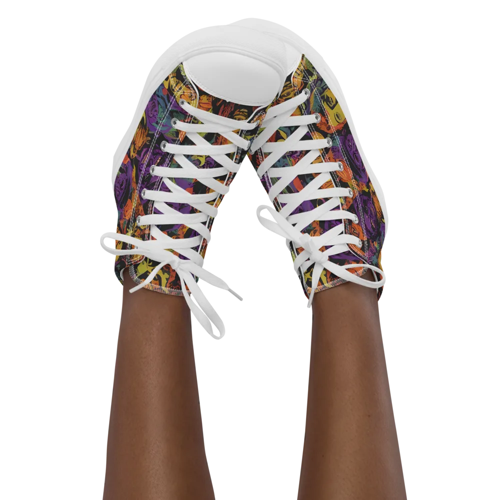 Kaleidoscopic Spirits on Women's High Top Canvas Shoes — Front